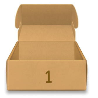 Üres kartondoboz számmal: 1 – gyűjtsd össze a gyerekrajzokat